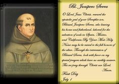 Blessed Junipero Serra (1713-1784) Priest. Feast Day July 1. YBH