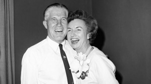 PHOTO George Romney and his wife Lenore smile after George Romney