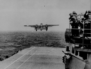 Seen here is a take-off from the deck of the U.S.S. Hornet .