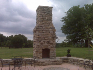 outdoor fireplace chimney patio csutom leisure pool builders