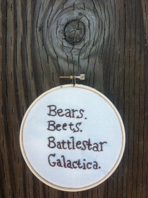 Pop Culture sitcom the office quotes on a wood embroidery hoop. $15.00 ...