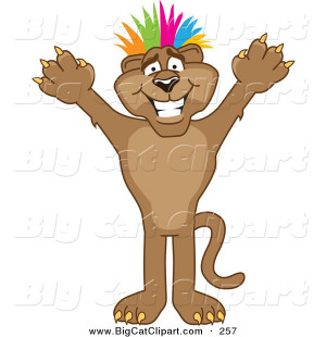 Big Cat Cartoon Vector Clipart Cute Cougar Mascot Character With