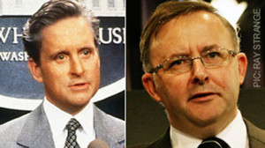Anthony Albanese (right) has used lines spoken by Michael Douglas's ...