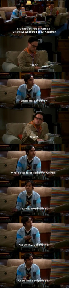 The Funny Question about Aquaman by Raj in Big Bang Theory