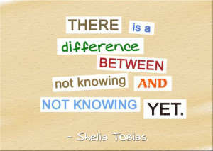 There is a difference between not knowing and not knowing yet ...