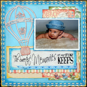 ... and balloon chipboard to create this layout of my son at 5 months old