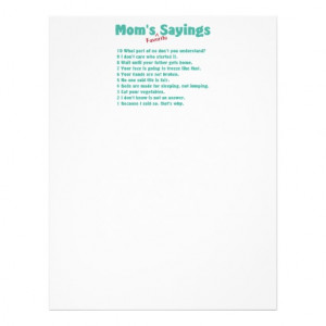 Mom's favourite sayings on gifts for her. custom letterhead