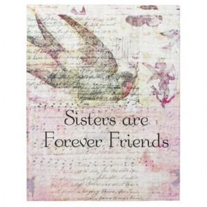 Sisters are Forever Friends QUOTE vintage art Jigsaw Puzzle