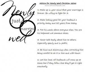 Advice for Newly Wed Christian Wives