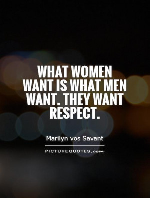 What women want is what men want. They want respect. Picture Quote #1