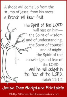 FREE Jesse Tree scripture printable of Isaiah 11:1-2 ...