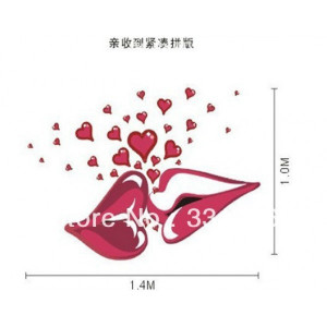 60*90 CM New Arrival Red Liips Kissed BedRoom Wall Art Decal Quote ...