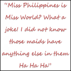 Nasty Tweet about Miss Philippines, Miss World