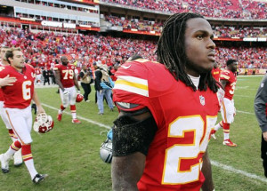 Jamaal Charles did not anticipate such a hard hit from a teammate ...
