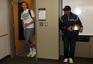 Russell Wilson prepares to shock an unsuspecting Max Browne. (Seahawks ...