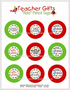 Freebie) Teacher Christmas Gift-Rolo Pencils w/Tags