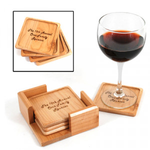 Custom Maple Wood Coaster Set