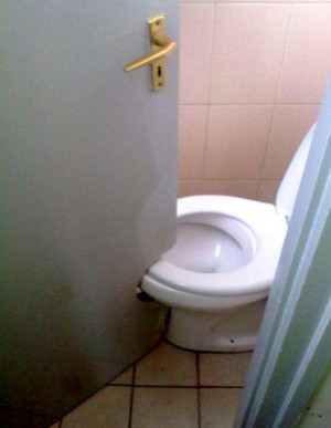 Bad Design When Door In The Way Of Toilet