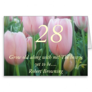 28th Birthday Pink Tulips Quote greeting card