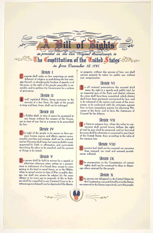 bill of rights as provided in the ten original amendments to the ...