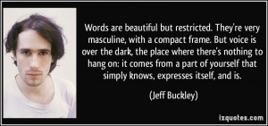Words are beautiful but restricted. They're very masculine, with a ...