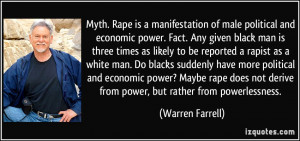 Myth. Rape is a manifestation of male political and economic power ...