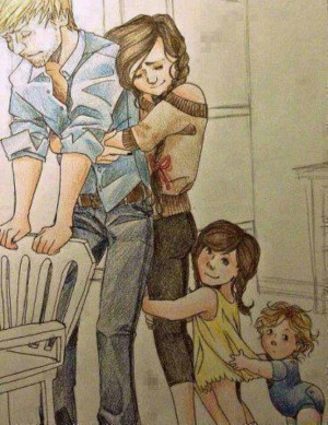 Peeta, Katniss and their two children, Willow and Rye.(I'm not making ...