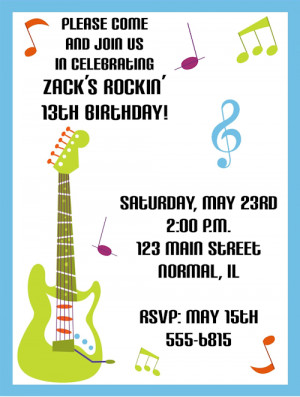 Shop our Store > Electric Guitar, Rockstar Birthday Party Invitations