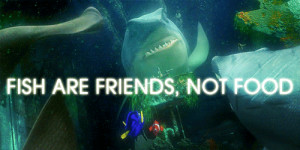 ... friends not food moving image tumblr stuff animating bruce the shark