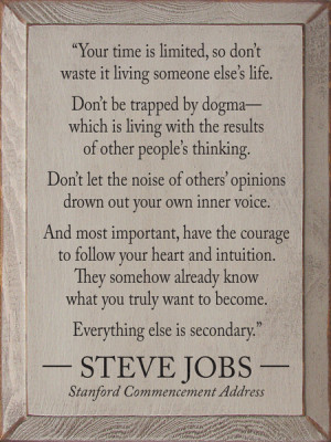 Your time is limited, so don't waste it...Steve Jobs Quote
