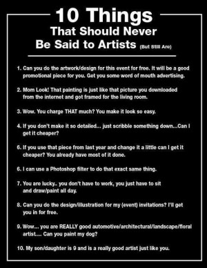 10 things you shouldn't say to an artist