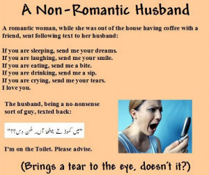 Urdu Jokes: Husband and Wife Jokes - A non romantic husband.