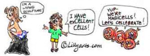 Here is a cute cartoon girl with her cells appreciating her amazing ...