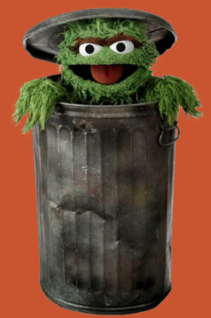 Oscar in his infamous trash can .