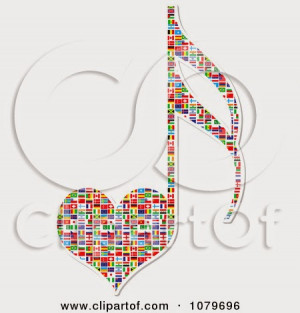 Shaped Music Note With National Flags Royalty Free Vector Illustration