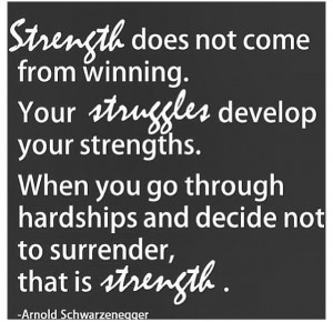 ... hardships and decide not to surrender, that is strength. – Arnold