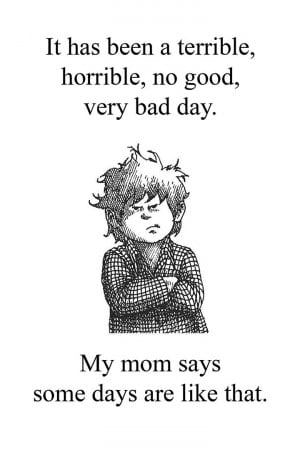 It has been a terrible, horrible, no good, very bad day. My mom says ...