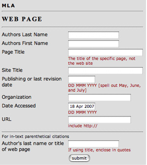 mla citation machine for websites
