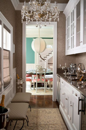 Butlers Pantry - in a metallic foil wallpaper. The dining room ...
