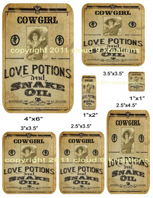 Cowgirl Love Potion Labels...