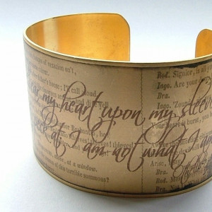 Shakespeare Brass Cuff Quote Bracelet Othello 'Wear My Heart Upon My ...