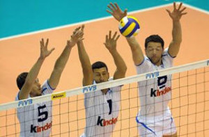 The middle blocker builds a block which stops the ball, or allows ...