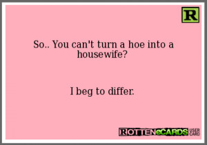 So.. You can't turn a hoe into a housewife?I beg to differ.