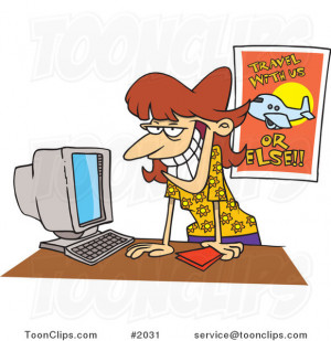 Cartoon Female Travel Agent Grinning and Leaning over Her Desk #2031 ...