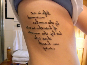 Attractive Right Back Shoulder Quote Tattoo