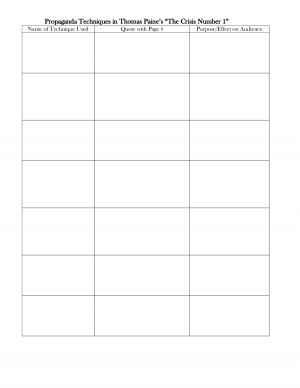 Propaganda Techniques in Thomas Paine's “The Crisis Number 1”