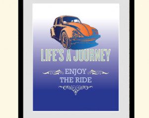 Retro Poster, VW Beetle Art Print, inspirational Quote, Motivational ...