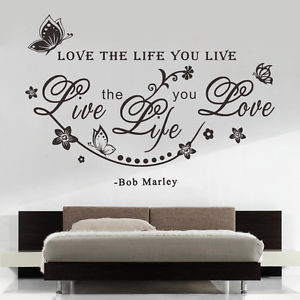 ... Marley Quote Love The Life You Live Vine Art Wall Sticker Decals Decor