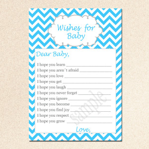 well wishes for baby card blue chevron for baby boy shower printable ...