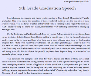 5th, 6th, 7th, 8th Grade Graduation Speech